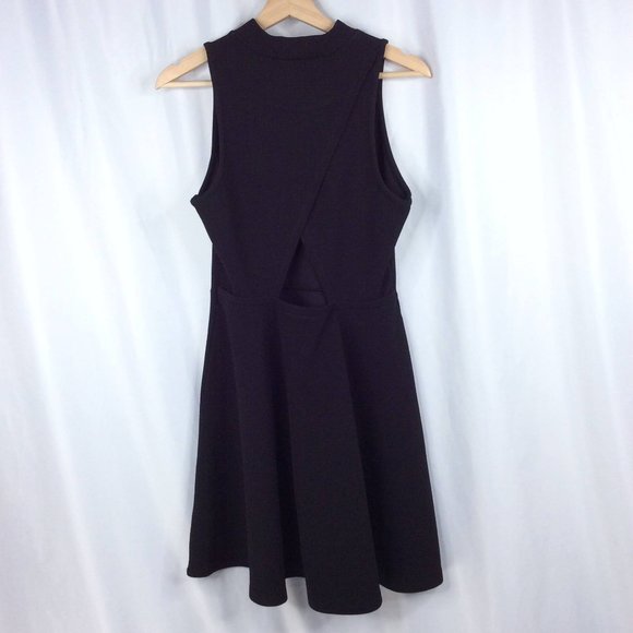 Decree Tank Dress Size Large Black High Mock Neck Sleeveless Cut Out Back - Picture 2 of 6